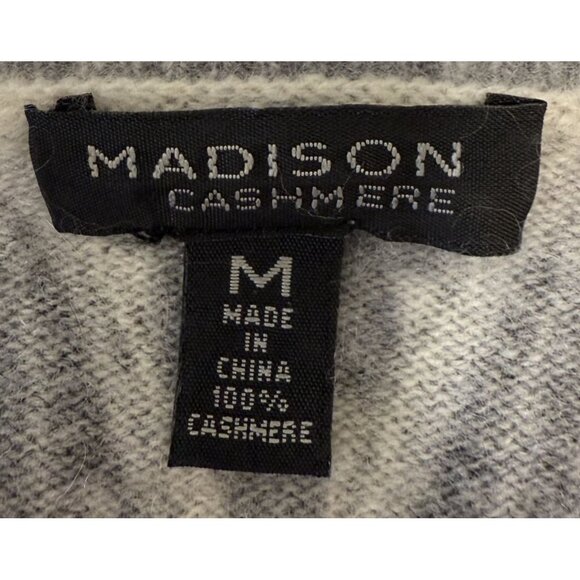 Madison Cashmere Grey Black Paisley Sweater M 100% Cashmere Boho Lightweight - Picture 5 of 5